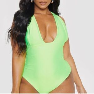 Neon green swimsuit